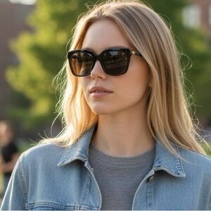 Michael Kors  ABELA MK 6038 Black Square Sunglasses with Dark Lenses